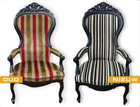 Opnieuw beklede stoelen strepen